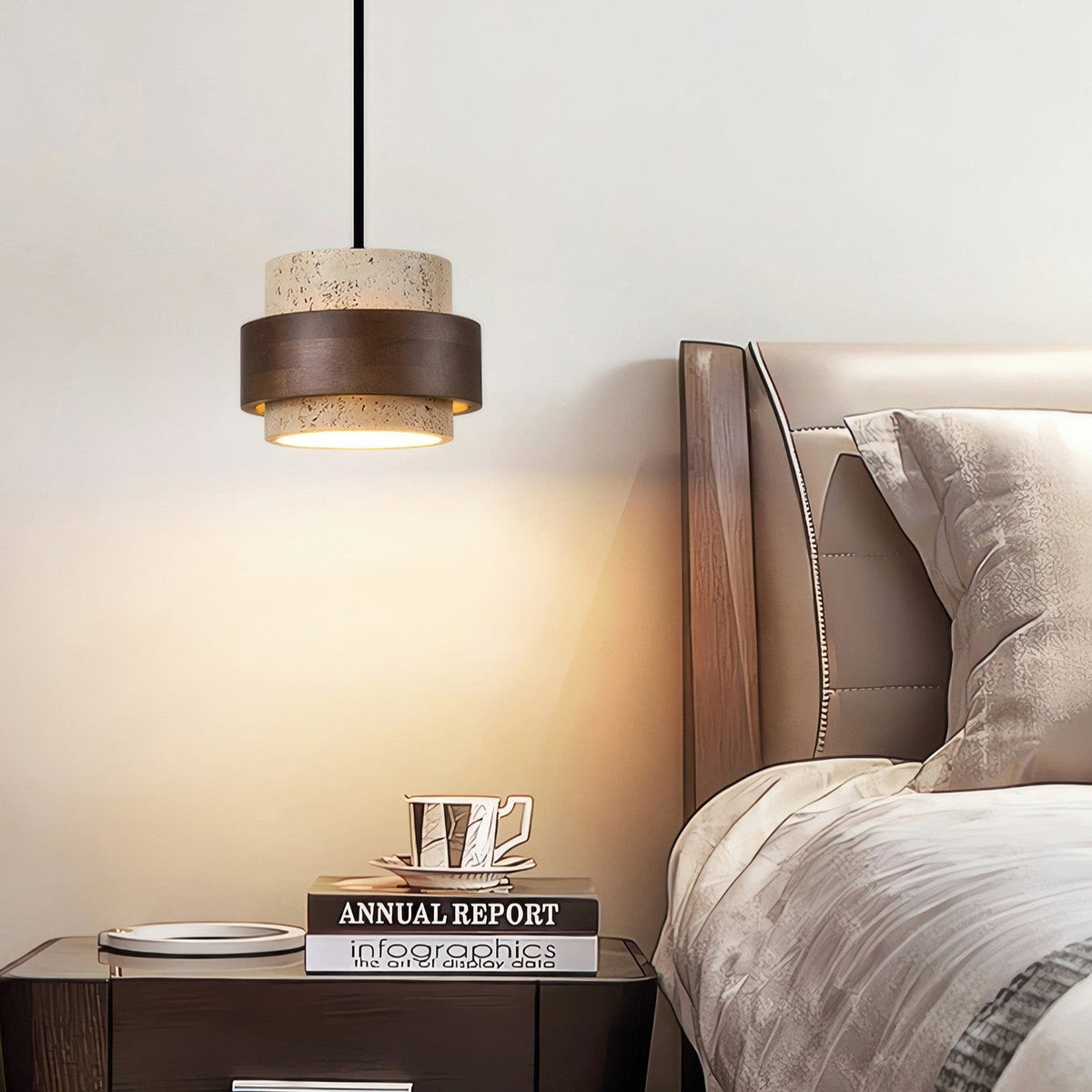 Lampe Suspendue en Pierre Naturelle - Esthétique Wabi-Sabi et Ambiance Chaleureuse