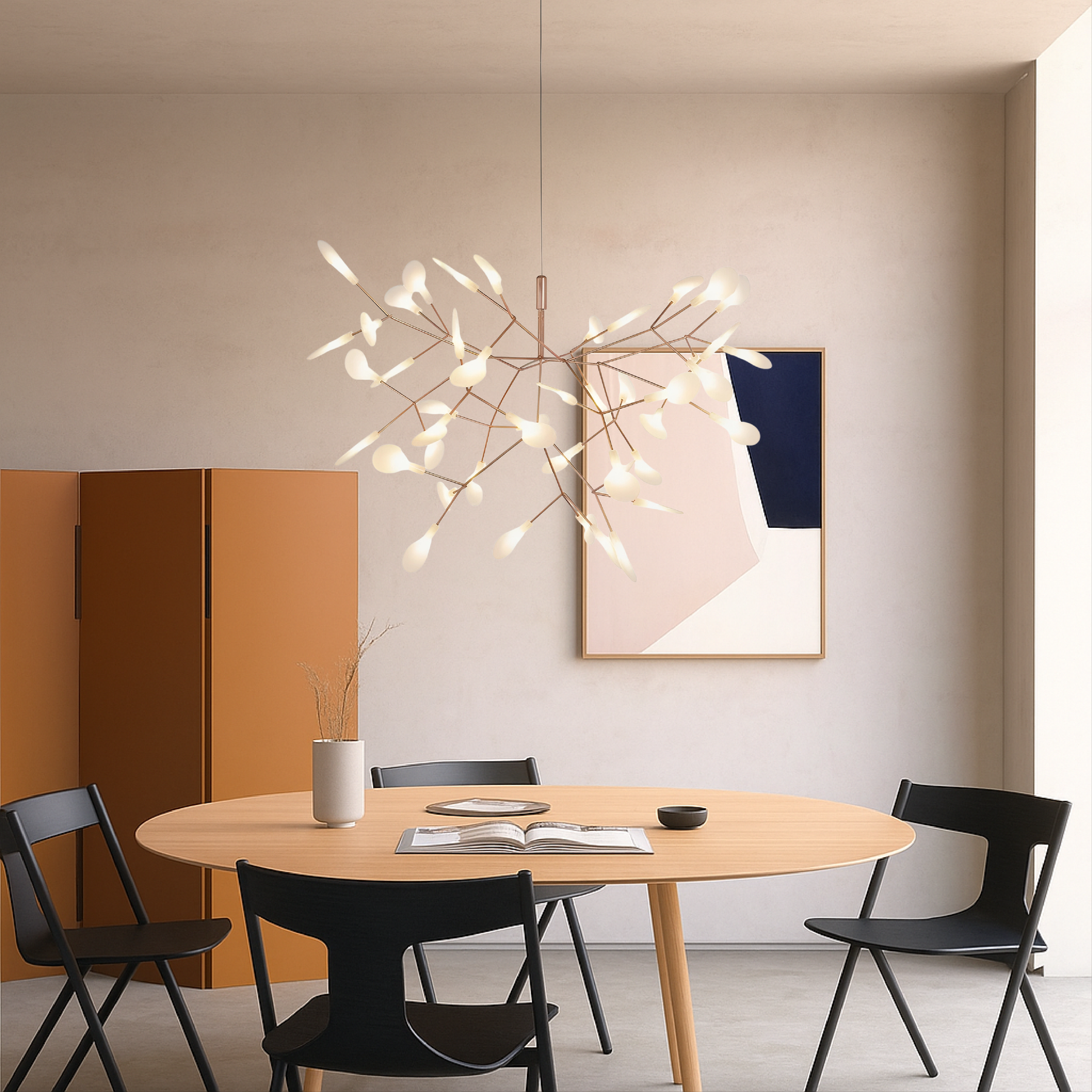Lampe Suspendue LED en Or Rose - Élégance Naturelle et Atmosphère Chaleureuse