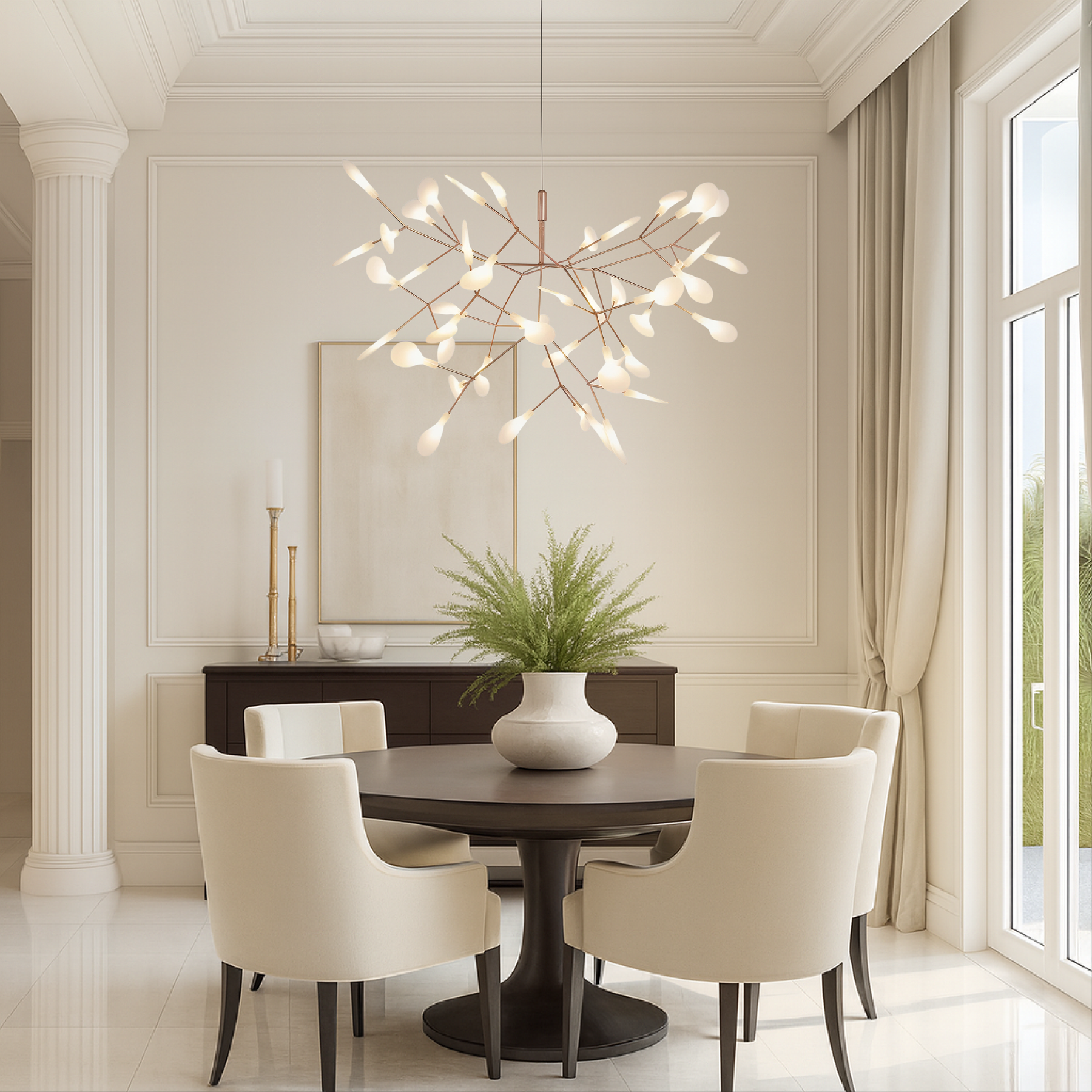 Lampe Suspendue LED en Or Rose - Élégance Naturelle et Atmosphère Chaleureuse