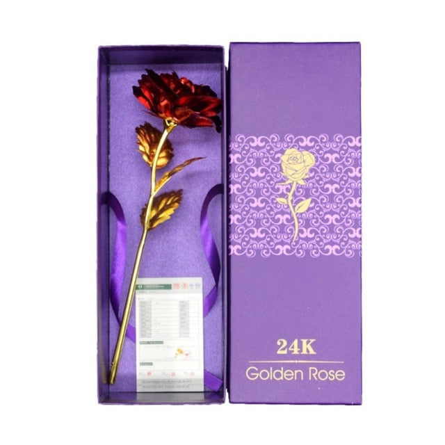 Rose Plaquée Or 24K - Souvenir d'Amour Éternel et Élégant