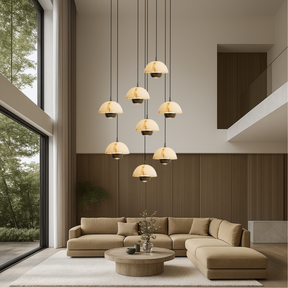 Lustre en Marbre à 8 Têtes - Éclairage Contemporain pour Escaliers