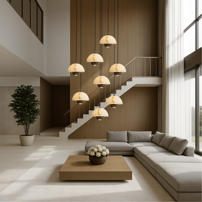 Lustre en Marbre à 8 Têtes - Éclairage Contemporain pour Escaliers