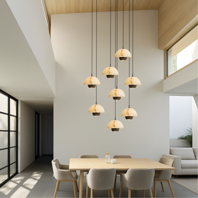 Lustre en Marbre à 8 Têtes - Éclairage Contemporain pour Escaliers