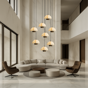 Lustre en Marbre à 8 Têtes - Éclairage Contemporain pour Escaliers