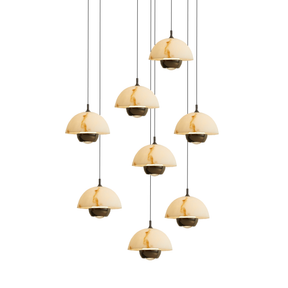 Lustre en Marbre à 8 Têtes - Éclairage Contemporain pour Escaliers