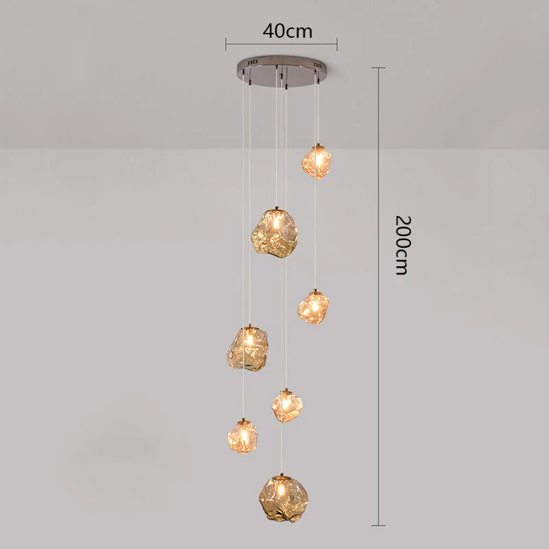 Lustre d'Escalier Scandinave - Éclairage Sculptural et Élégant