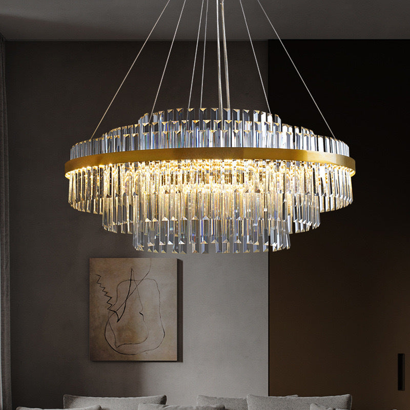 Lustre en Cristal de Luxe - Éclairage Contemporain et Raffiné