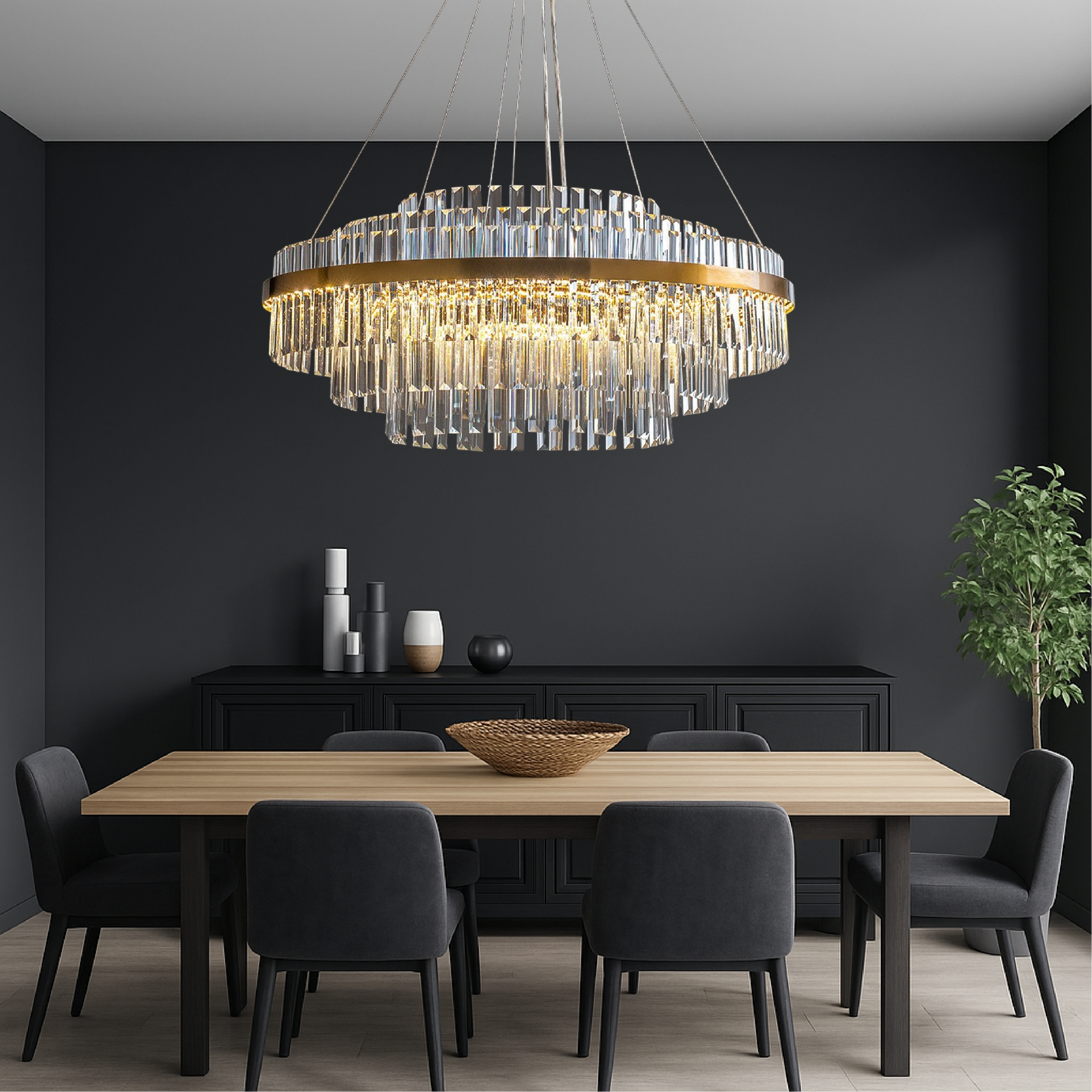 Lustre en Cristal de Luxe - Éclairage Contemporain et Raffiné