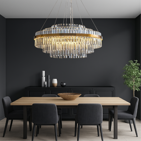 Lustre en Cristal de Luxe - Éclairage Contemporain et Raffiné