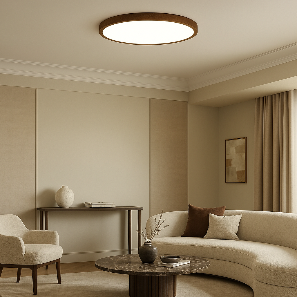 Lampe de Plafond en Bois Foncé - Éclairage LED et Design Élégant