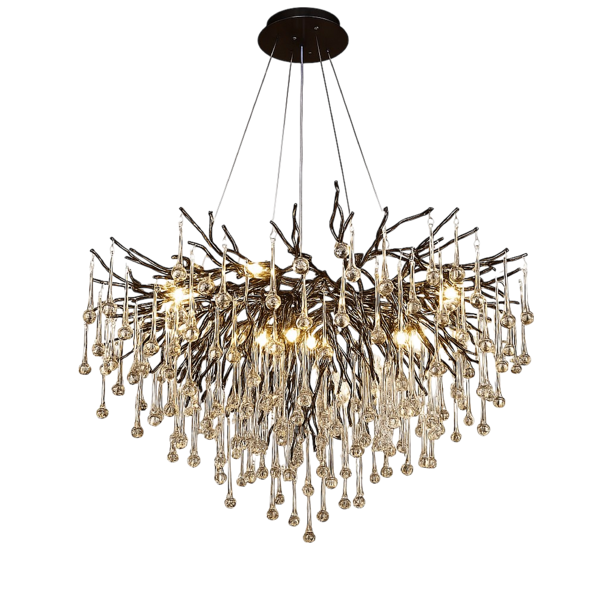 Lustre Noir Raindrop Design Élégant - Éclairage Sophistiqué et Artistique