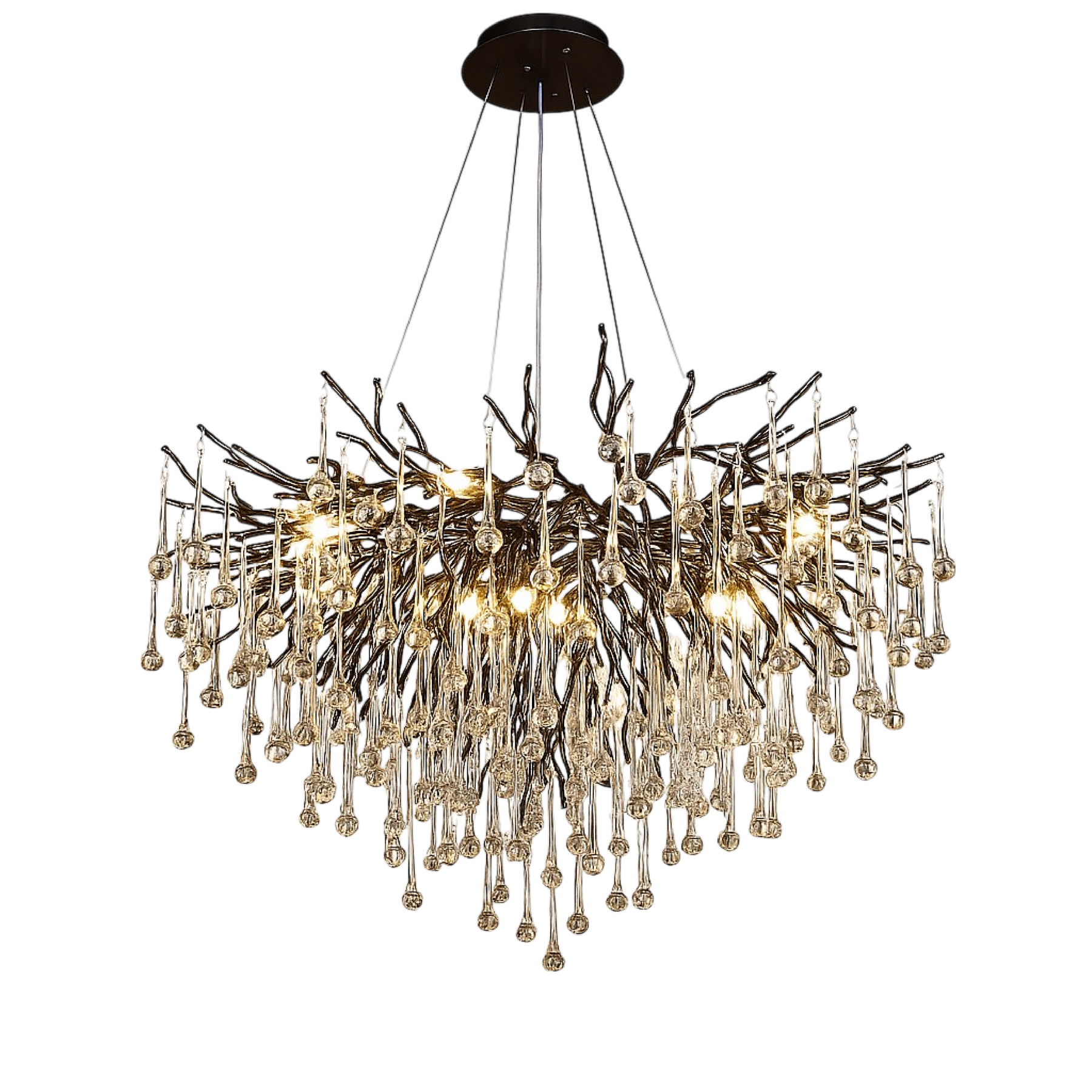 Lustre Noir Raindrop Design Élégant - Éclairage Sophistiqué et Artistique