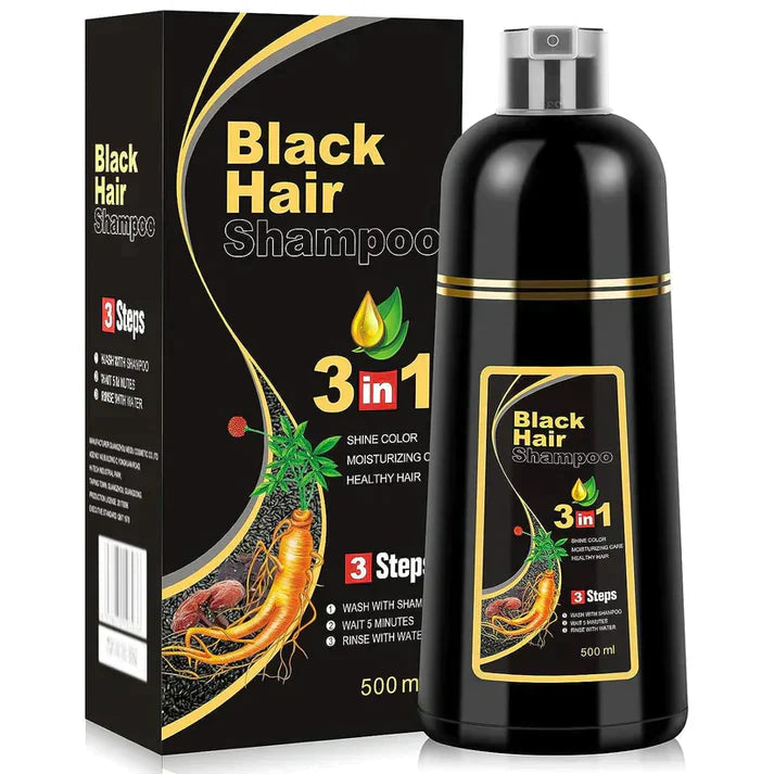 Shampooing Colorant Noir Naturel - Cheveux Brillants et Sains