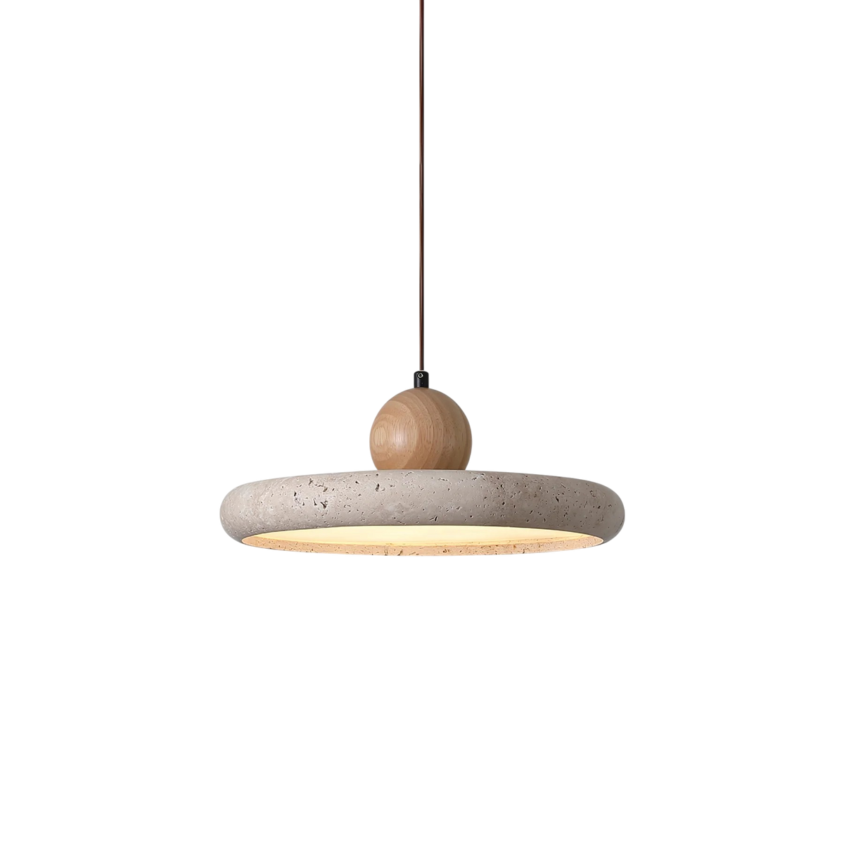 Lampe Suspendue en Bois Travertin - Élégance Contemporaine et Atmosphère Cosy