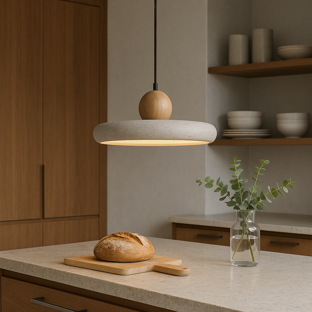 Lampe Suspendue en Bois Travertin - Élégance Contemporaine et Atmosphère Cosy