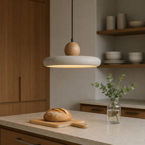 Lampe Suspendue en Bois Travertin - Élégance Contemporaine et Atmosphère Cosy