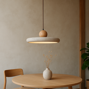 Lampe Suspendue en Bois Travertin - Élégance Contemporaine et Atmosphère Cosy
