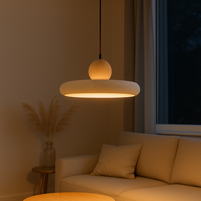 Lampe Suspendue en Bois Travertin - Élégance Contemporaine et Atmosphère Cosy