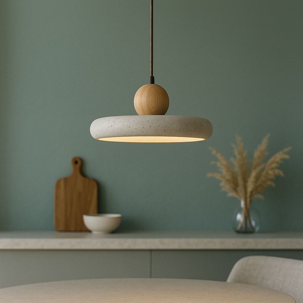 Lampe Suspendue en Bois Travertin - Élégance Contemporaine et Atmosphère Cosy