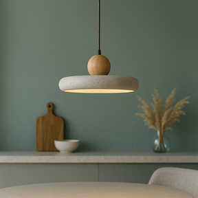 Lampe Suspendue en Bois Travertin - Élégance Contemporaine et Atmosphère Cosy