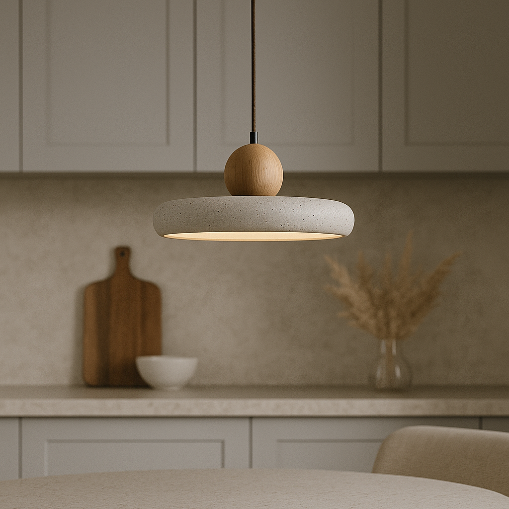 Lampe Suspendue en Bois Travertin - Élégance Contemporaine et Atmosphère Cosy