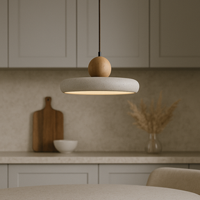 Lampe Suspendue en Bois Travertin - Élégance Contemporaine et Atmosphère Cosy