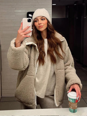 Veste en Fleece Détendue pour Femmes - Confortable et Élégante pour l'Hiver