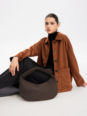 Sac à Main en Daim Marron - Élégant et Spacieux pour Femmes