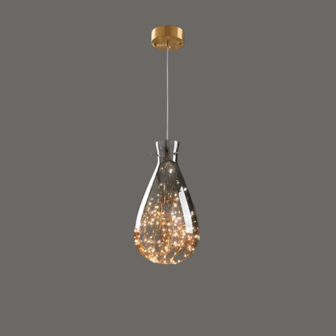 Lampe Suspendue Grise Design Élégant - Éclairage Ambiance et Matériaux Luxueux