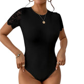 Body Sans Dos Élegant pour Femmes - Manches Courtes en Dentelle Chic