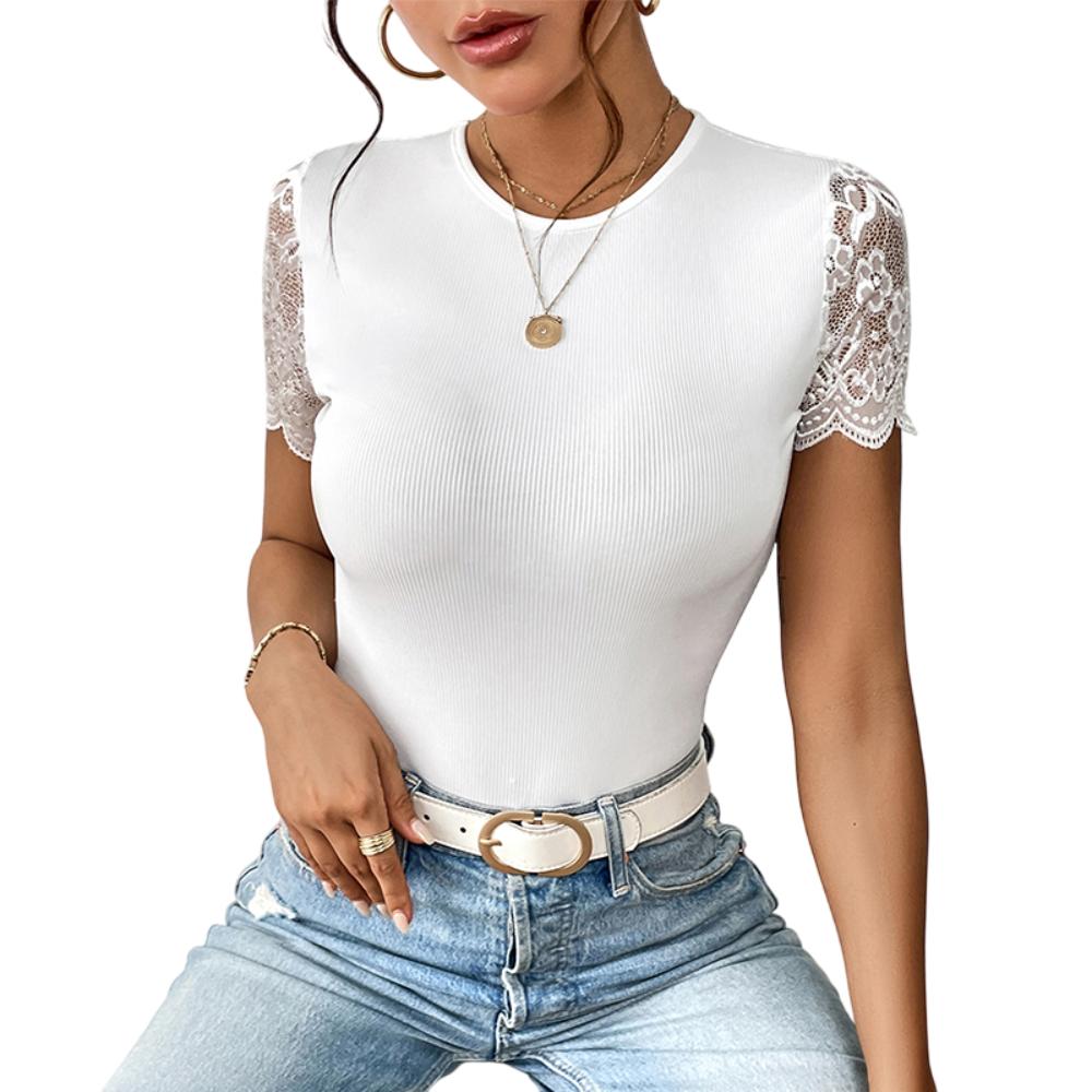 Body Sans Dos Élegant pour Femmes - Manches Courtes en Dentelle Chic
