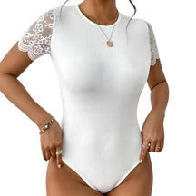 Body Sans Dos Élegant pour Femmes - Manches Courtes en Dentelle Chic