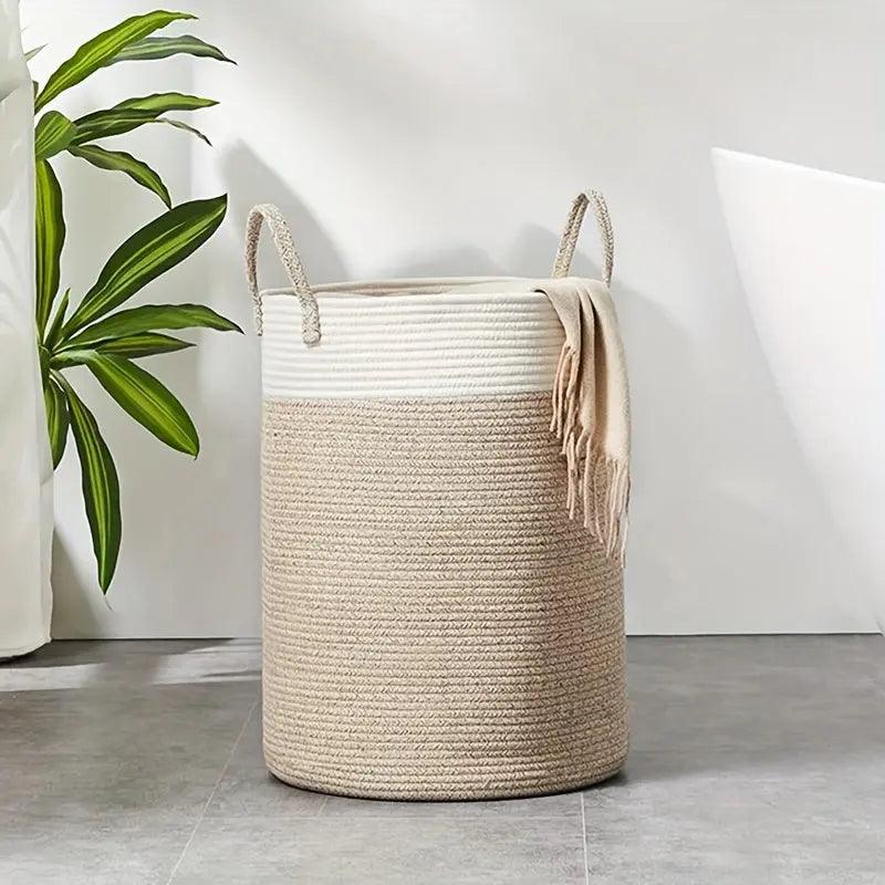 Panier à Linge Tissé Durable - Élégance et Fonctionnalité pour Votre Maison