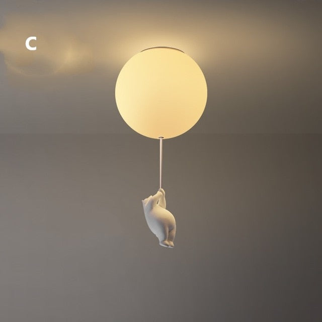 Lampe de Plafond Enfantine - Design Amusant en Forme d'Ours