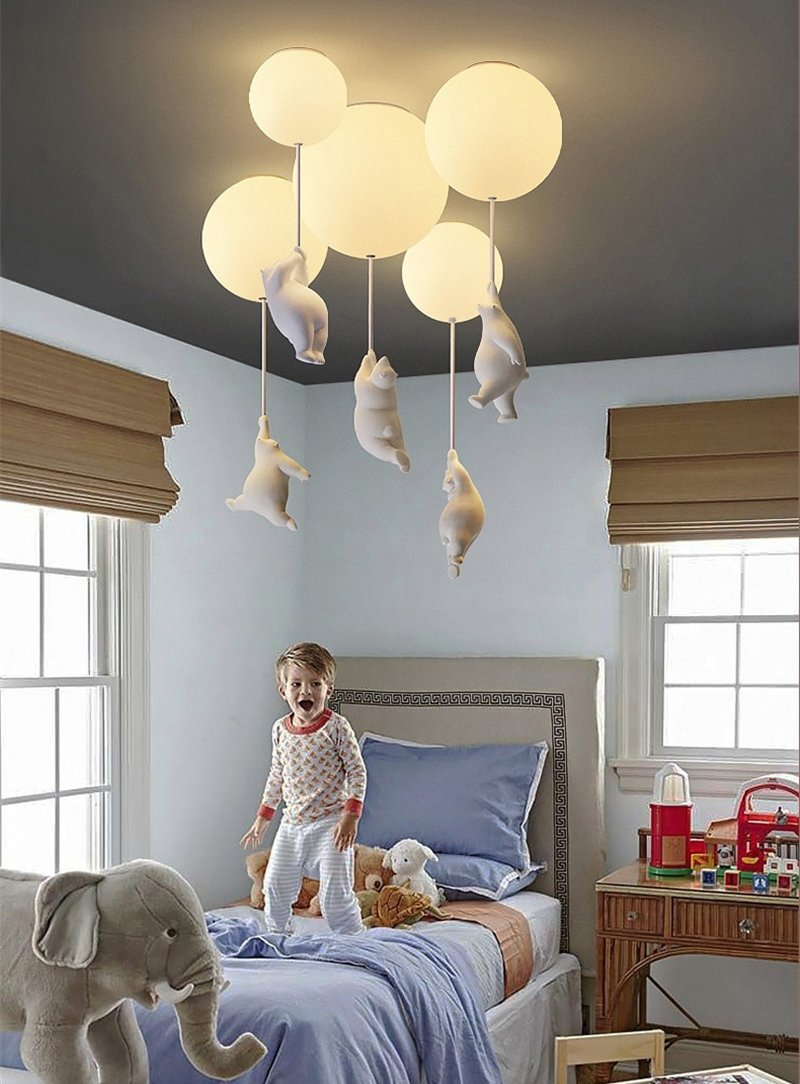 Lampe de Plafond Enfantine - Design Amusant en Forme d'Ours
