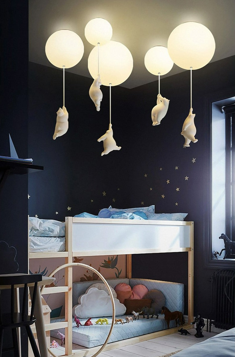 Lampe de Plafond Enfantine - Design Amusant en Forme d'Ours