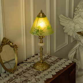 Lampe en Verre et Bambou - Élégance Naturelle avec Base Dorée
