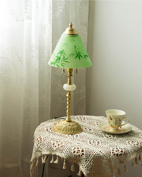 Lampe en Verre et Bambou - Élégance Naturelle avec Base Dorée