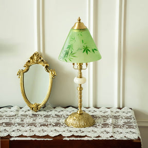 Lampe en Verre et Bambou - Élégance Naturelle avec Base Dorée