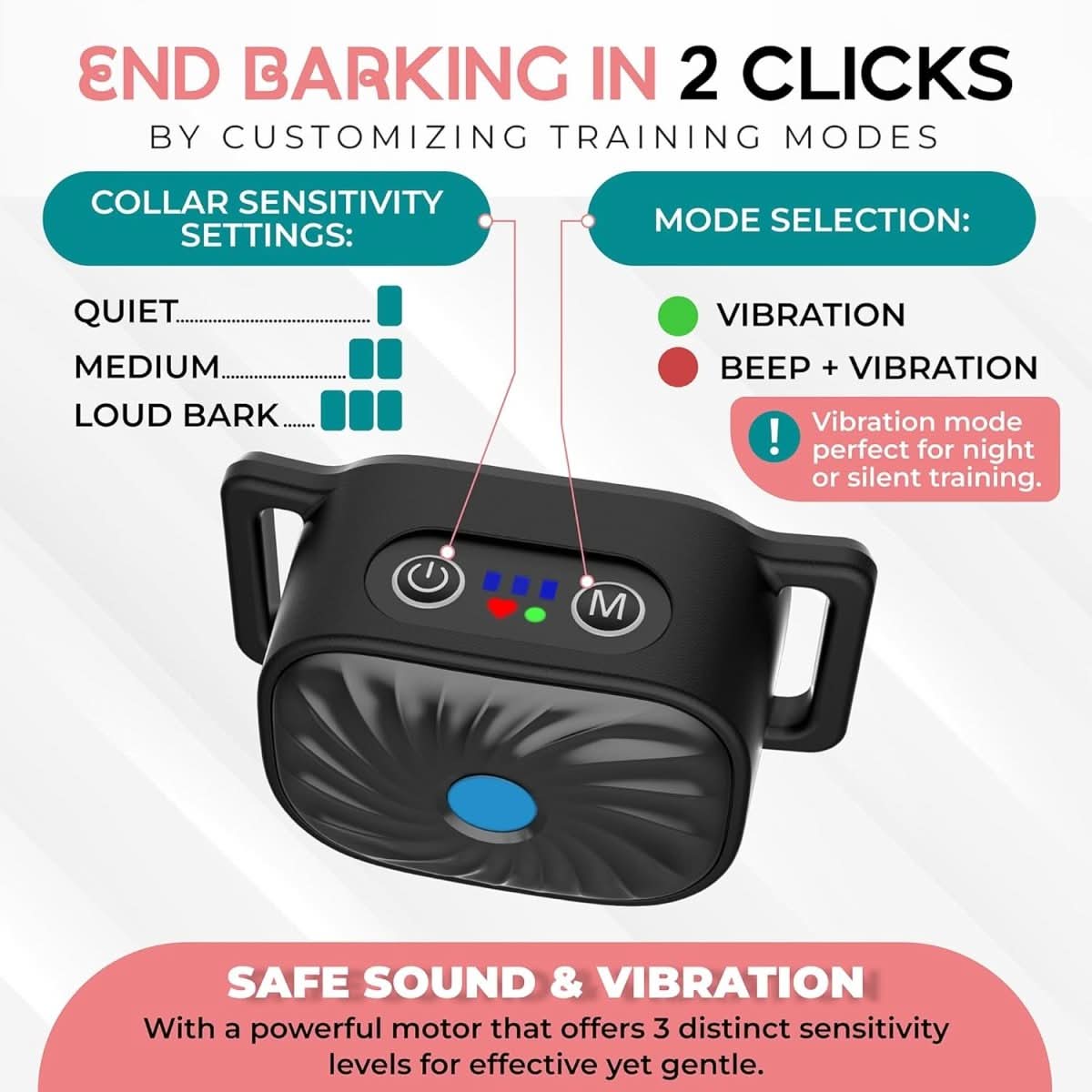 Collier Anti-Aboiement pour Chiens | Entraînement Doux et Efficace