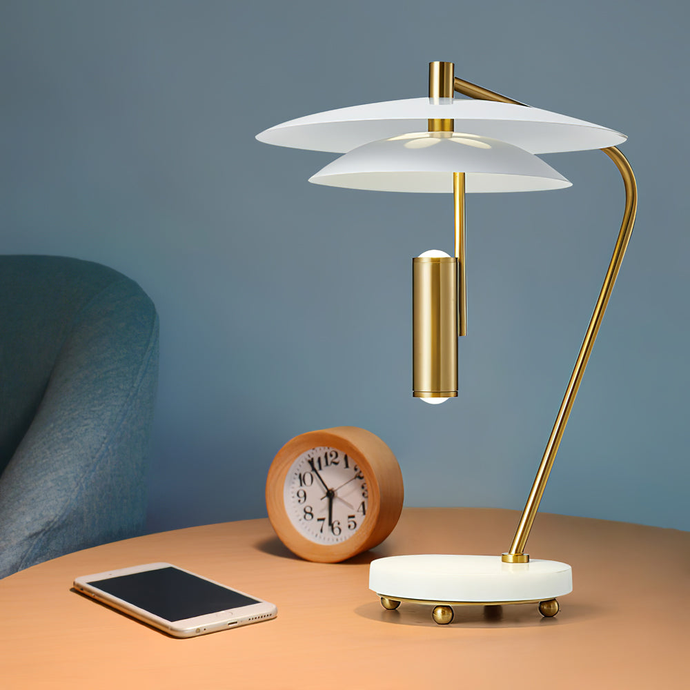 Lampe en Aluminium Blanc avec Base en Marbre - Élégance et Sophistication pour Votre Intérieur