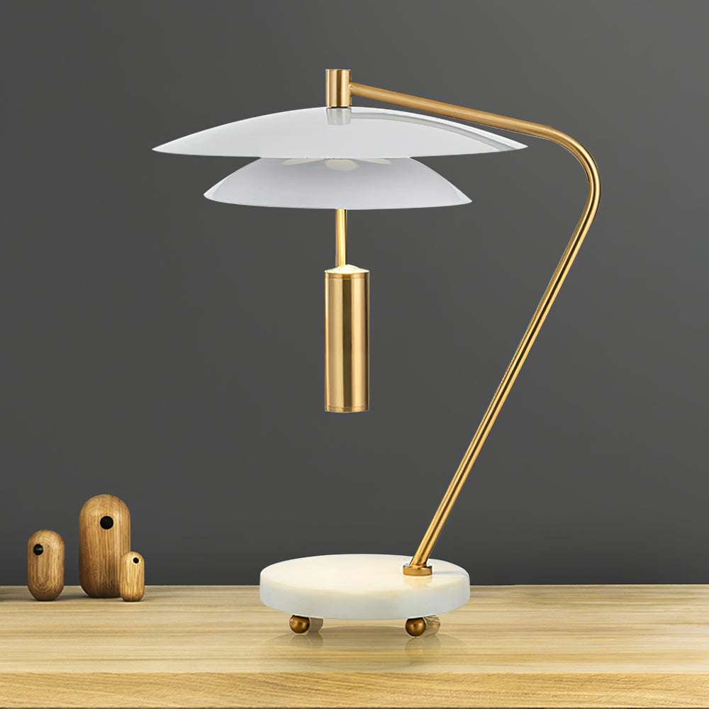 Lampe en Aluminium Blanc avec Base en Marbre - Élégance et Sophistication pour Votre Intérieur