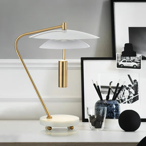 Lampe en Aluminium Blanc avec Base en Marbre - Élégance et Sophistication pour Votre Intérieur