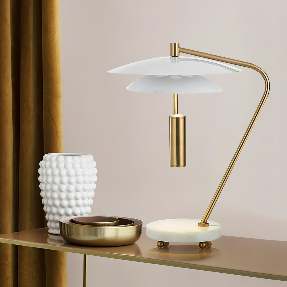Lampe en Aluminium Blanc avec Base en Marbre - Élégance et Sophistication pour Votre Intérieur