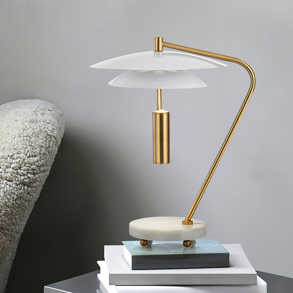 Lampe en Aluminium Blanc avec Base en Marbre - Élégance et Sophistication pour Votre Intérieur