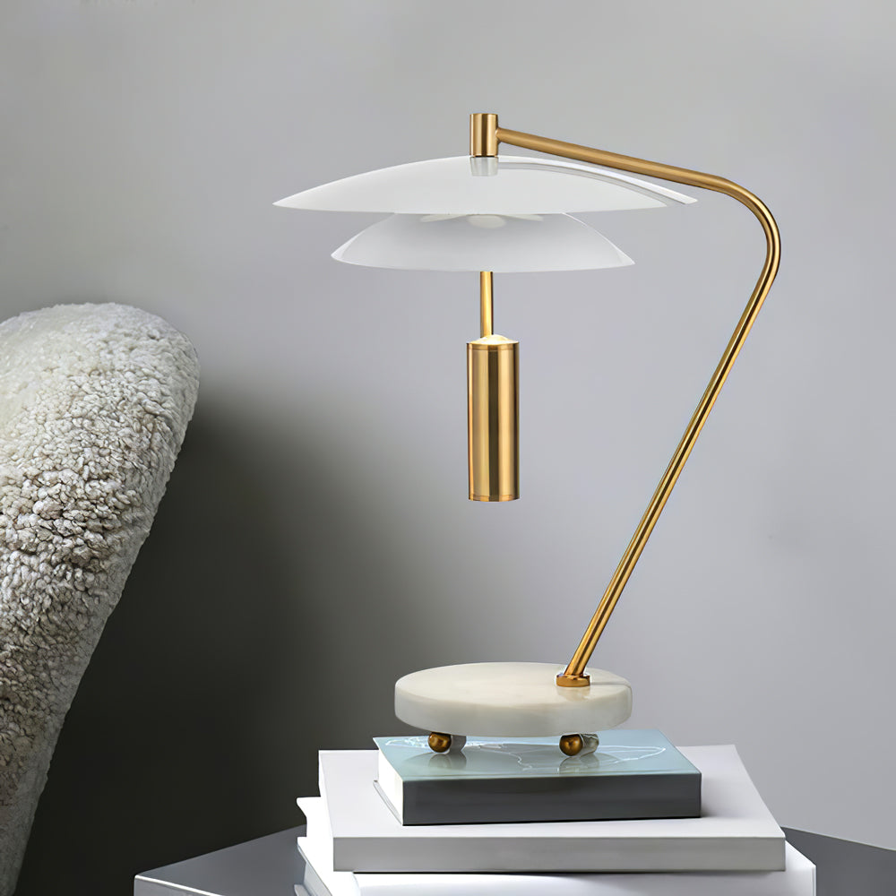 Lampe en Aluminium Blanc avec Base en Marbre - Élégance et Sophistication pour Votre Intérieur