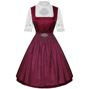 Robe Dirndl Bavaroise Émeraude - Avec Tablier et Blouse en Dentelle