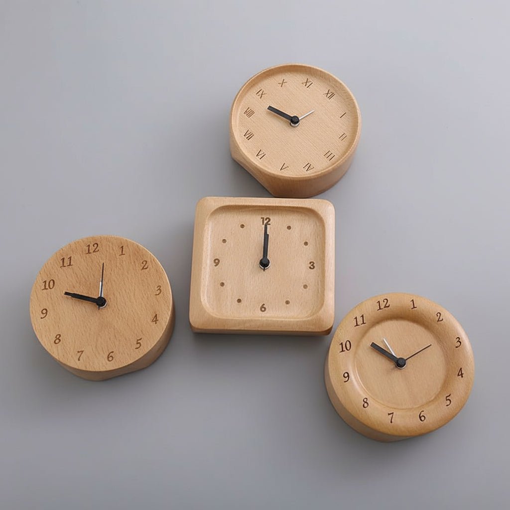 Réveil Silencieux en Bois de Hêtre | Design Minimaliste et Naturel