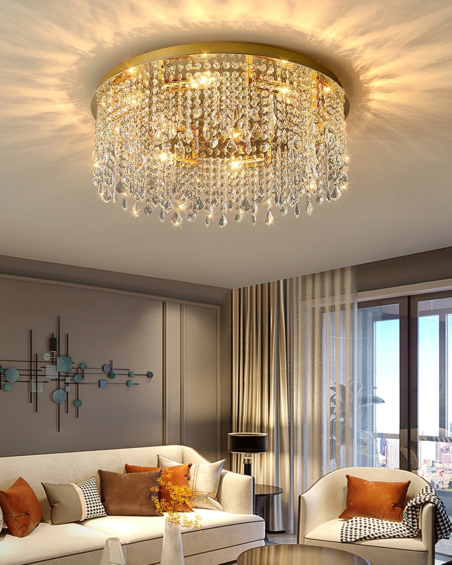 Lampe de Plafond en Cristal - Éclairage Luxueux et Design Élégant