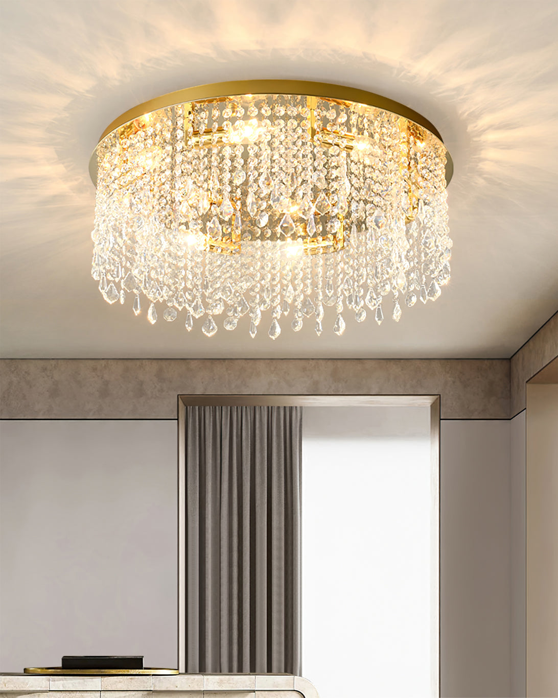 Lampe de Plafond en Cristal - Éclairage Luxueux et Design Élégant